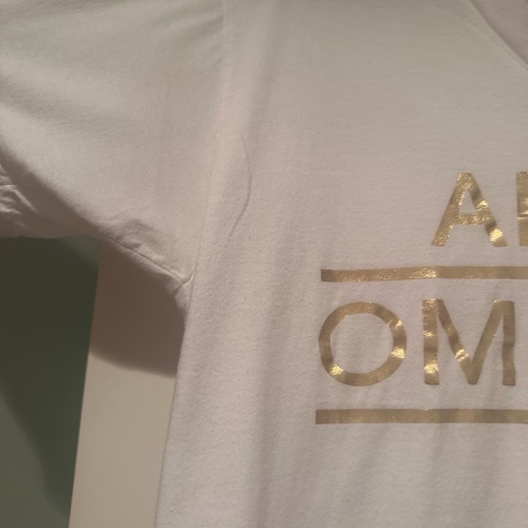 AOII t shirt Alpha Omicron Pi AOII American Apparel Size M White with Gold Foil - Picture 3 of 7